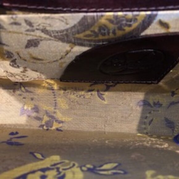 Custom Made Turkish Floral Felt + Leather Handbag Purple & Brown Size OS - Picture 5 of 5